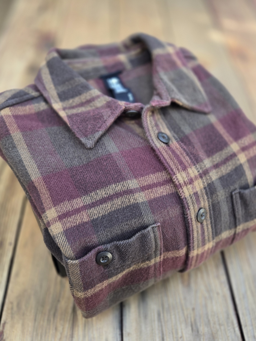 Mountain Hardwear Men's Burgundy and Brown Plaid Button-Down Shirt